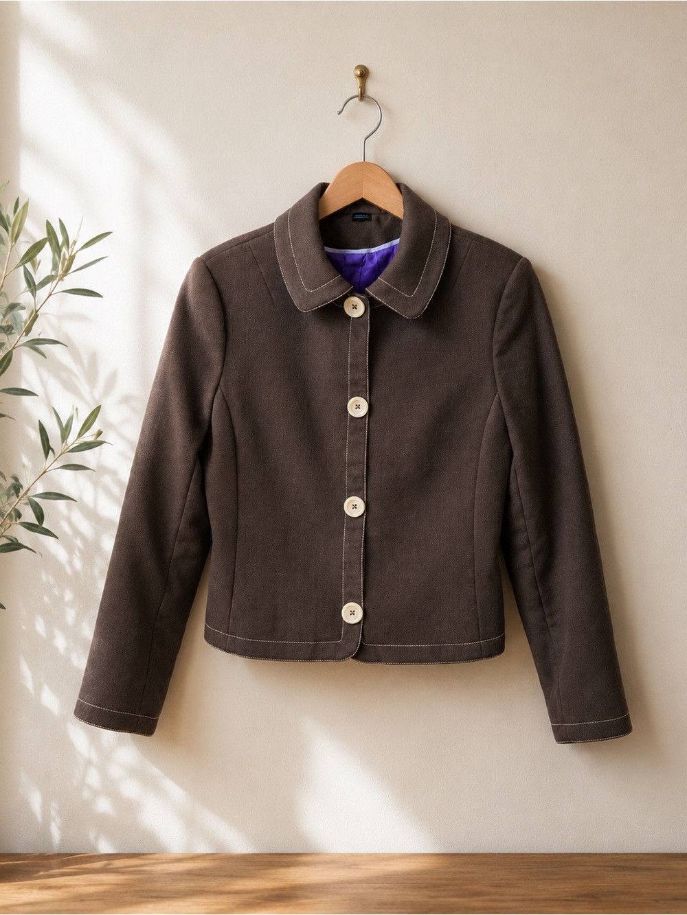 Boden Chocolate Brown Button-Front Tailored Jacket